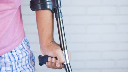 Man with crutches
