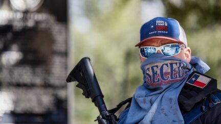 AUSTIN, TX - JANUARY 16: A man wears a face covering that reads 