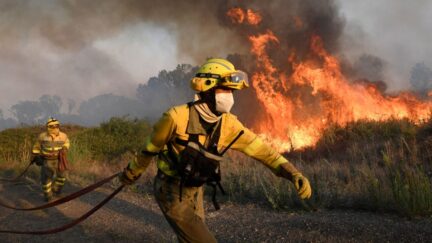 firefighters battling wildfire in Spain July 2022
