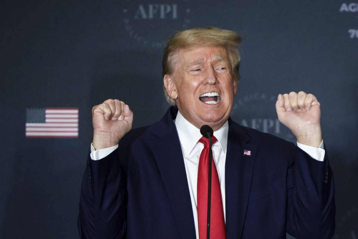 donald trump with fists raised