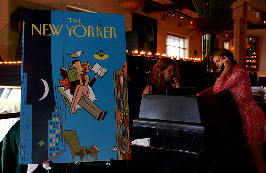 The New Yorker logo displayed at party