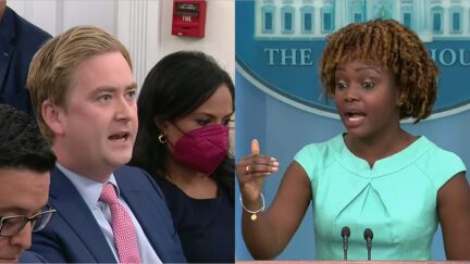 Jean-Pierre Bristles When Fox's Peter Doocy Confronts Her Over Tweet Saying Trump Stole Election