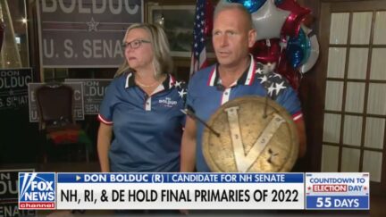 Don Bolduc celebrates New Hampshire primary win with prop 300 shield