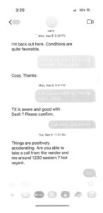 texts between keefe and DeSantis