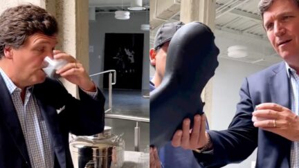 Tucker Carlson Tastes Drinks, Tries on Boots at Kanye's Office