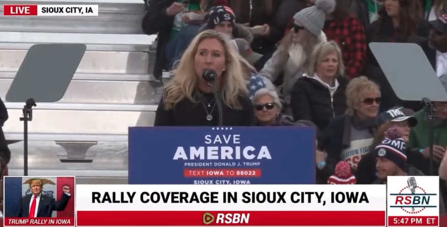 Marjorie Taylor Greene at a Trump rally