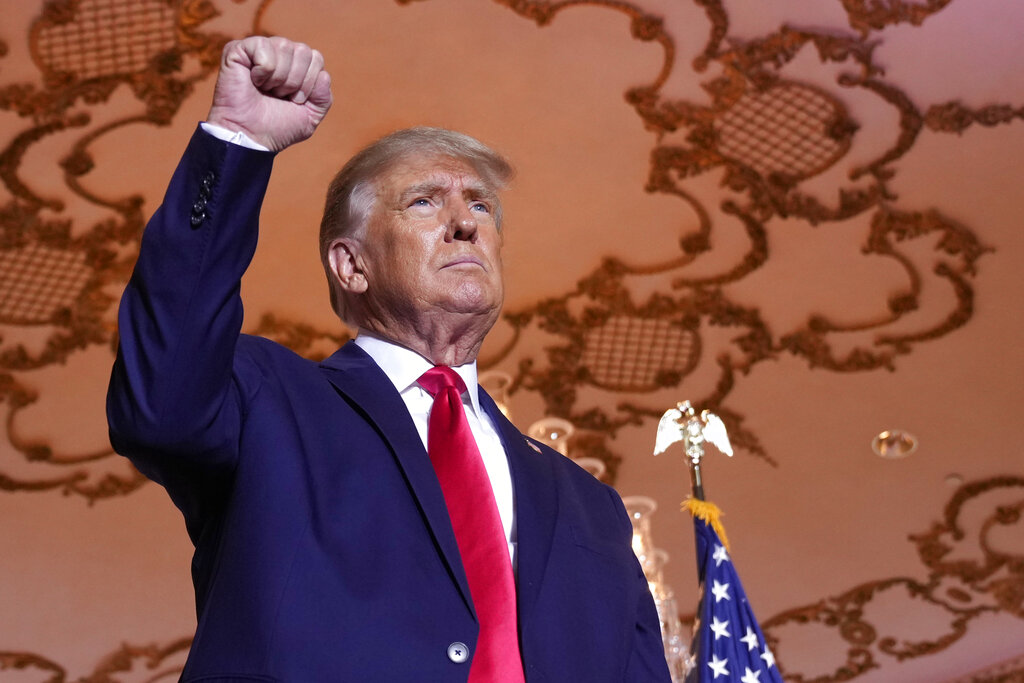 Donald Trump raising fist in victory pose