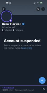 Harwell's account during Twitter Space