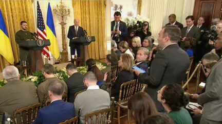 WATCH - The Stunning Moment Ukrainian Reporter Thanks U.S. For Saving Family at Biden-Zelensky Joint Press Conference