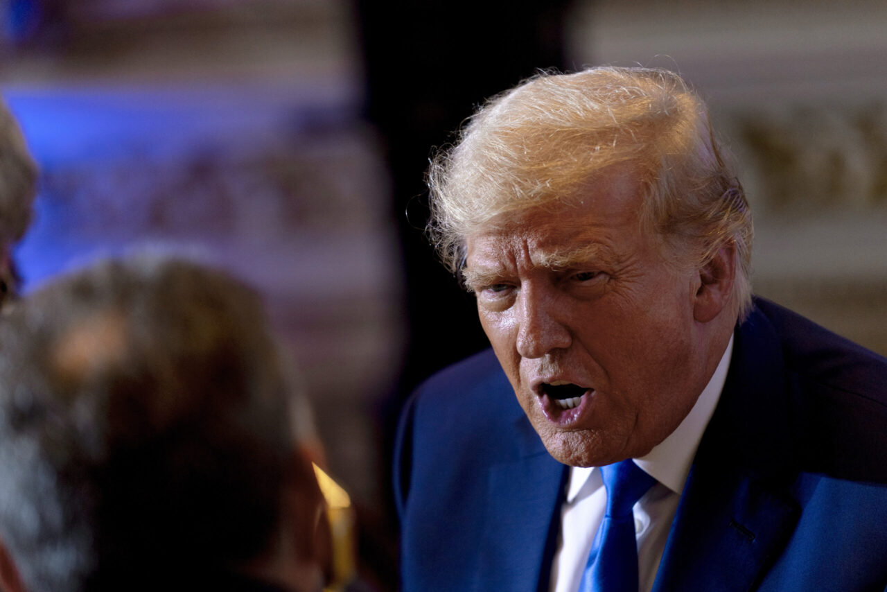 FILE - Former President Donald Trump speaks to guests at Mar-a-lago on Nov. 8, 2022, in Palm Beach, Fla. An executive at Trump’s company testified Monday, Nov. 14 that he was afraid he’d hear those famous words — “you’re fired!” — if he went to the big boss with concerns that two top company officials were scheming to dodge taxes on company-paid perks.