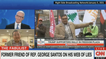 'He's Wearing the Scarf?!' Anderson Cooper Shocked George Santos Donned Alleged Stolen Fabric to Stolen Election Rally