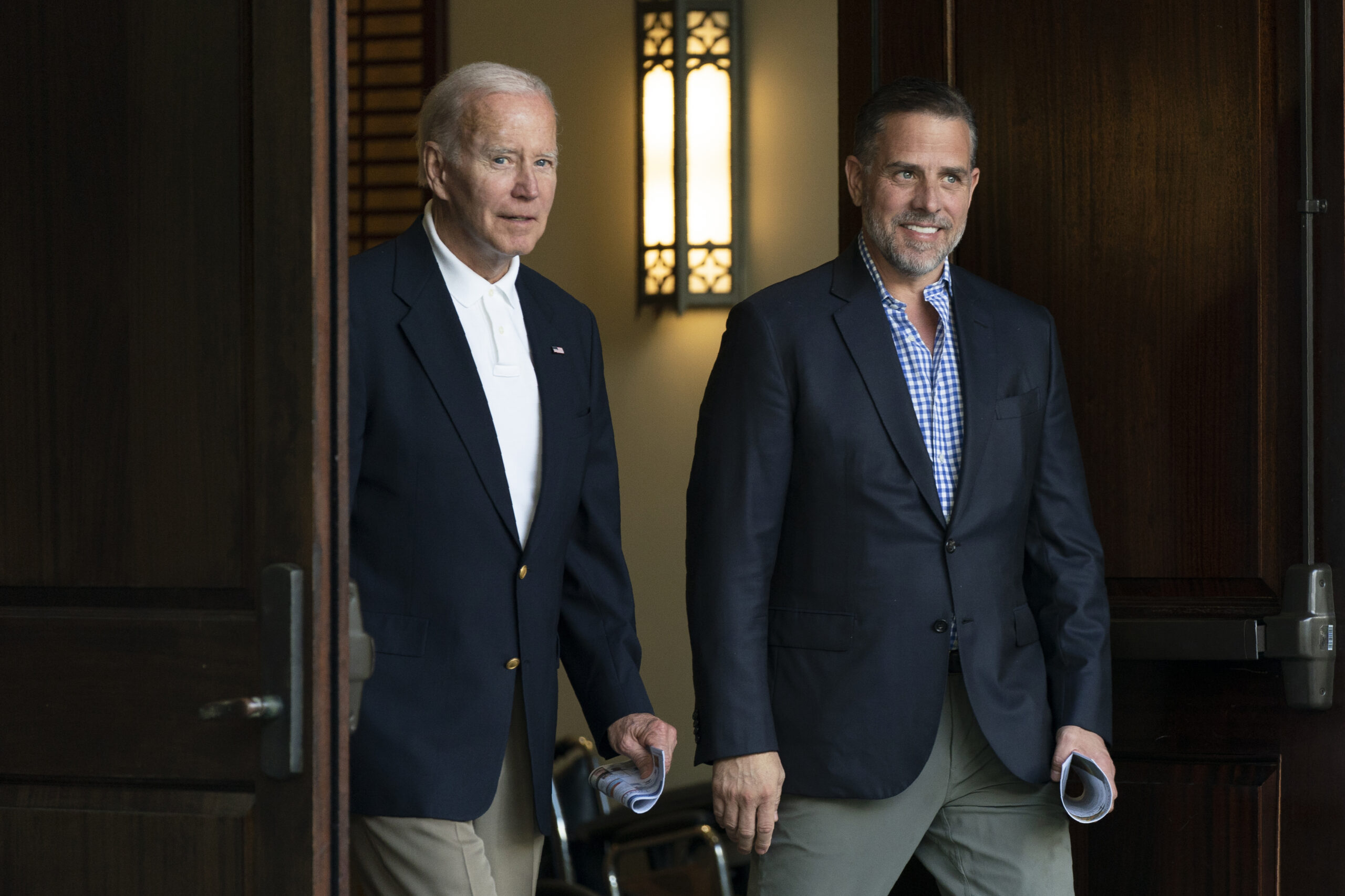 FILE - President Joe Biden and his son Hunter Biden leave Holy Spirit Catholic Church in Johns Island, S.C., after attending a Mass, Aug. 13, 2022. House Republicans have made the first official requests for documents from Hunter and James Biden regarding foreign business dealings. The letters Thursday further escalated a wide-ranging investigation into the president’s family.