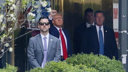 Former president Donald Trump leaves Trump Tower to go to the Courthouse on April 4 2023