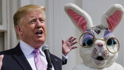 Trump Posts 'Perverted Joe Biden Is A Treasonous Traitor' Message — Then Wishes 'HAPPY EASTER' To People 'KILLING OUR NATION' split image