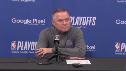 Nuggets coaching Michael Malone talking about Nikola Jokic and Suns owner Mat Ishbia
