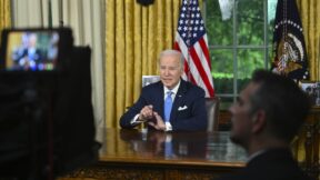 President Joe Biden addresses the nation on the budget deal that lifts the federal debt limit and averts a U.S. government default, from the Oval Office of the White House in Washington, Friday, June 2, 2023.