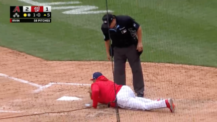 Washington Nationals manager Davey Martinez argues a call after getting ejected