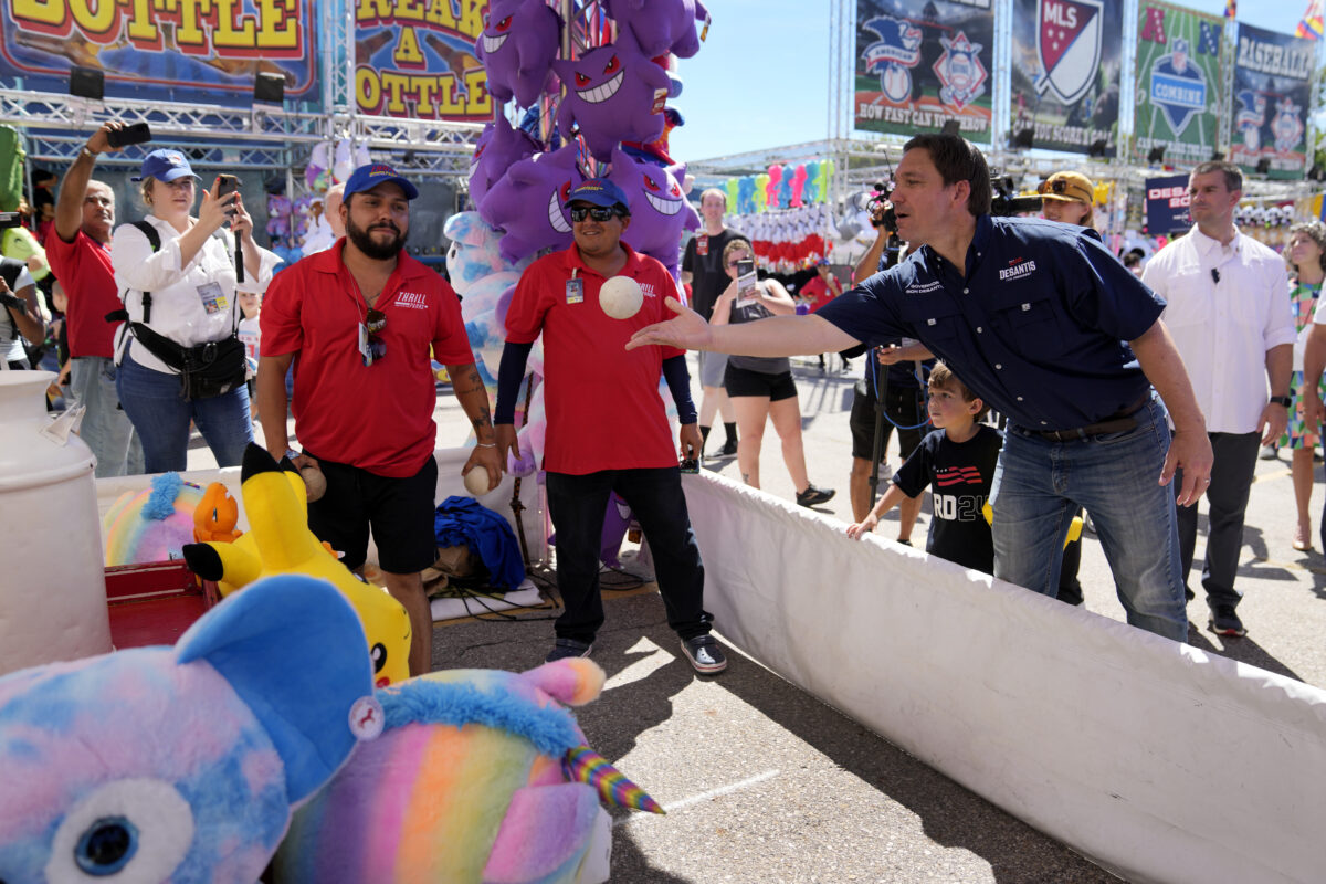 Ron DeSantis at the Iowa State Fair trying to act like a person