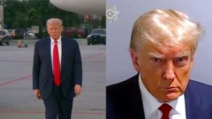 Donald Trump mugshot day split image