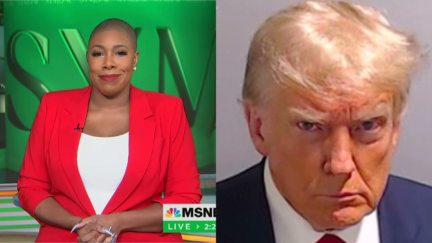 MSNBC's Symone Rips Disrespect For Trump Election Crimes Prosecutor mugshot split