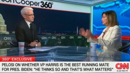 Anderson Cooper and Nancy Pelosi