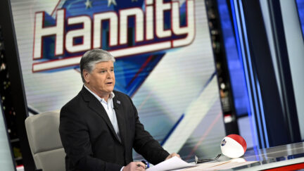 Sean Hannity on the set of his Fox News show