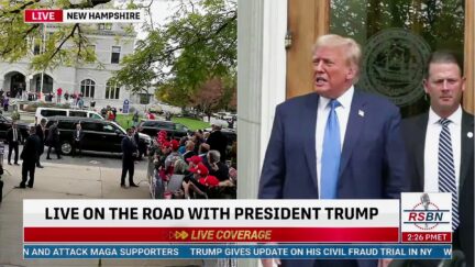 'Donald Trump Is Going To Jail!' Megaphone-Wielding Hater Taunts Trump As He Heads to Motorcade After Photo Op