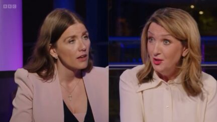 BBC's Derbyshire confronts Michelle Donelan