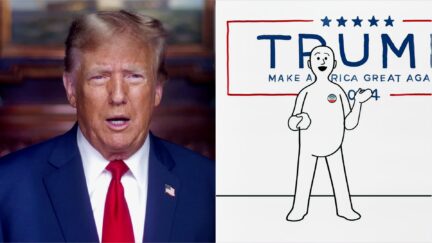 2024-01-15 Trump Tells Fans To Vote For Him 'On Martin Luther King Day' — With Help From Weird Naked Genital-Free Cartoon Dude