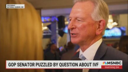 Tommy Tuberville talking to a reporter about something he has no clue about