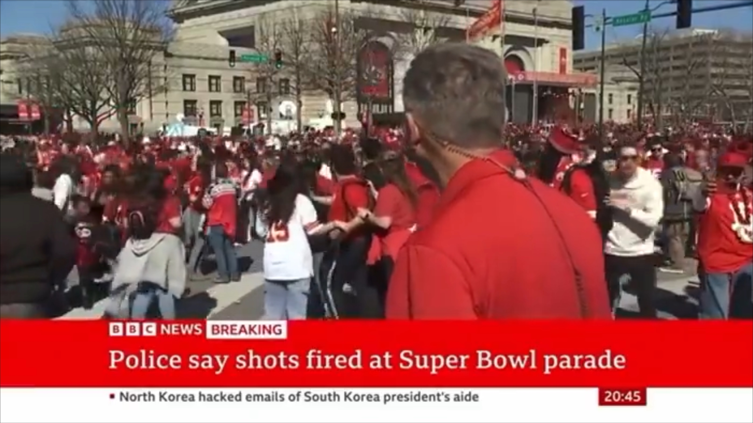 ‘Something’s Going On!’ Gunfire Erupts at Super Bowl Parade During Live TV Hit