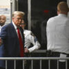 Donald Trump entering NY courthouse for hush money case