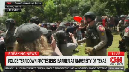 Texas authorities breaking up a protest at the University of Texas