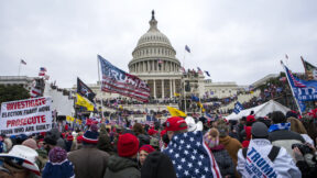 Insurrectionists loyal to President Donald Trump storm the U.S. Capitol in Washington on Jan. 6, 2021.