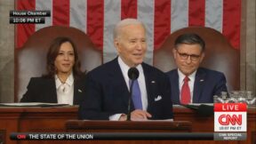 Kamala Harris, Joe Biden, and Mike Johnson at the State of the Union