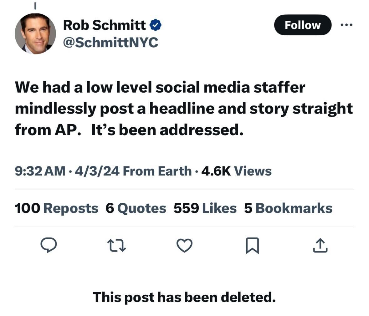 Rob Schmitt Tweet
