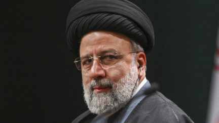 FILE - Iranian President Ebrahim Raisi listens to Turkish President Recep Tayyip Erdogan, not in photo, during a joint news conference following their meeting at the Presidential palace in Ankara, Turkey, on Jan. 24, 2024. Raisi arrived in Islamabad on a three-day visit on Monday, April 22, 2024, during which he will discuss a range of issues with authorities in Pakistan's capital, officials said.