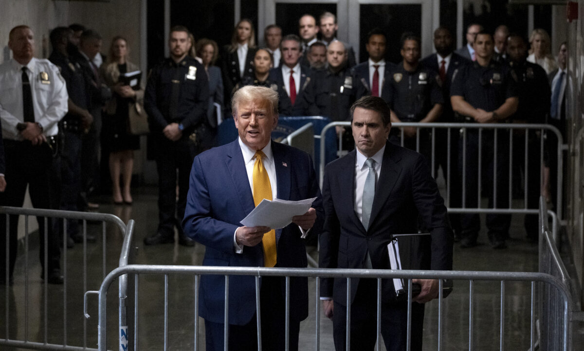 Donald Trump outside courthouse