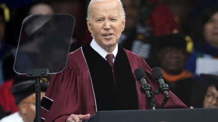 President Joe Biden speaks to graduating students at the Morehouse College commencement Sunday, May 19, 2024, in Atlanta.