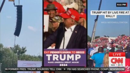 Side-by-side videos of Trump shooting