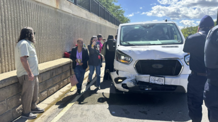 Damaged vehicle from Walz motorcade