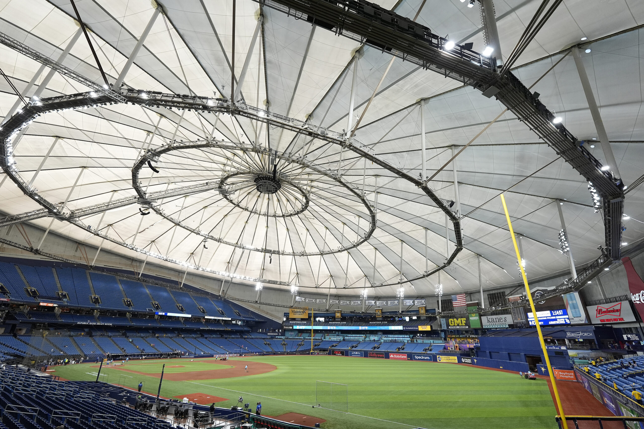 Tropicana Field Roof Destroyed By Hurricane Milton VIDEO