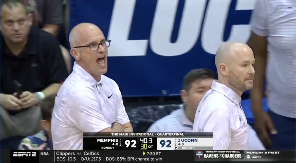 UConn Basketball Coach Loses It After Late-Game Call in Stunning Upset — Trashes Refs in Presser