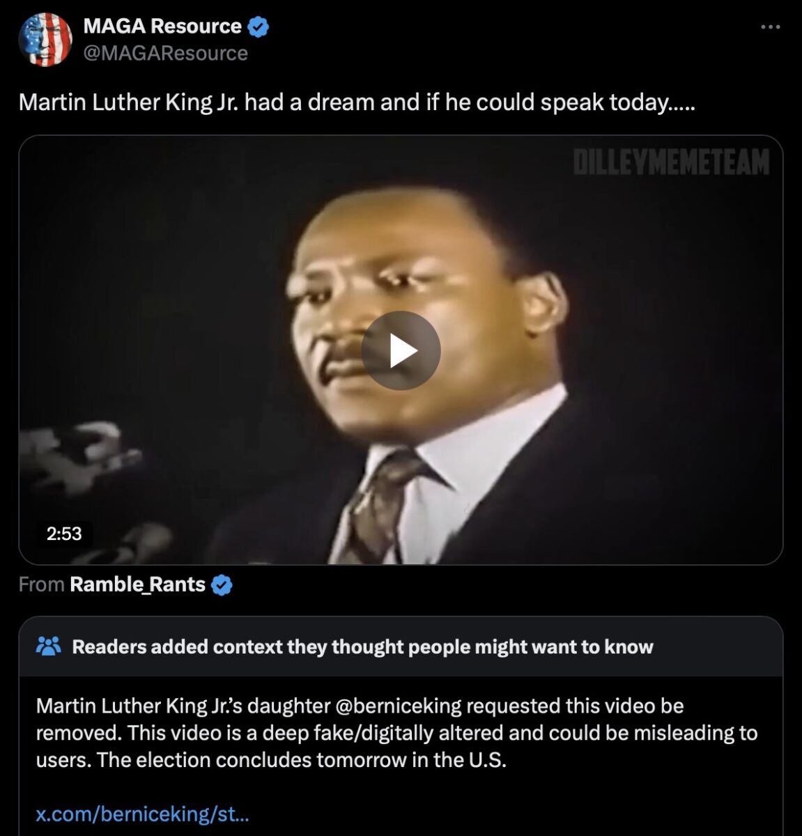 MLK Jr deepfake video community note