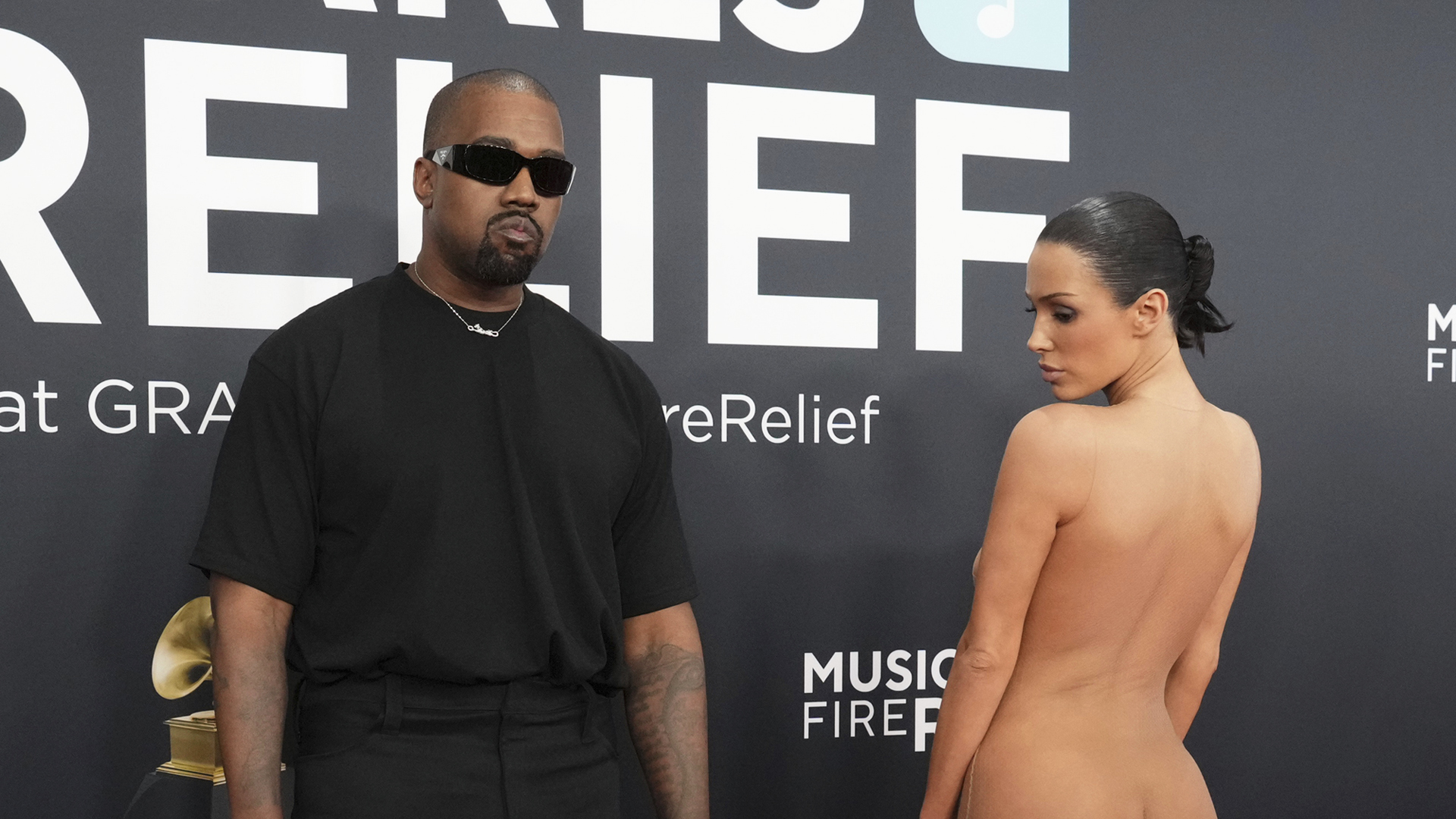 Kanye West’s Wife Bianca Censori Nakedly Shocks Grammys in Nude ‘Outfit’ as Couple Flashes Through Red Carpet