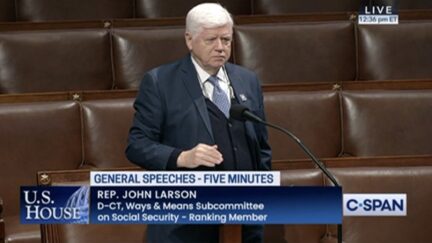 Rep. John Larson freezes during House floor speech