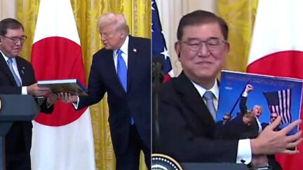 Trump Kicks Off International Press Conference With Gift Presentation — A Copy Of His Assassination-Themed Picture Book