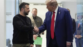 Zelensky and trump shake hands
