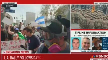 Jacob Soboroff and protester