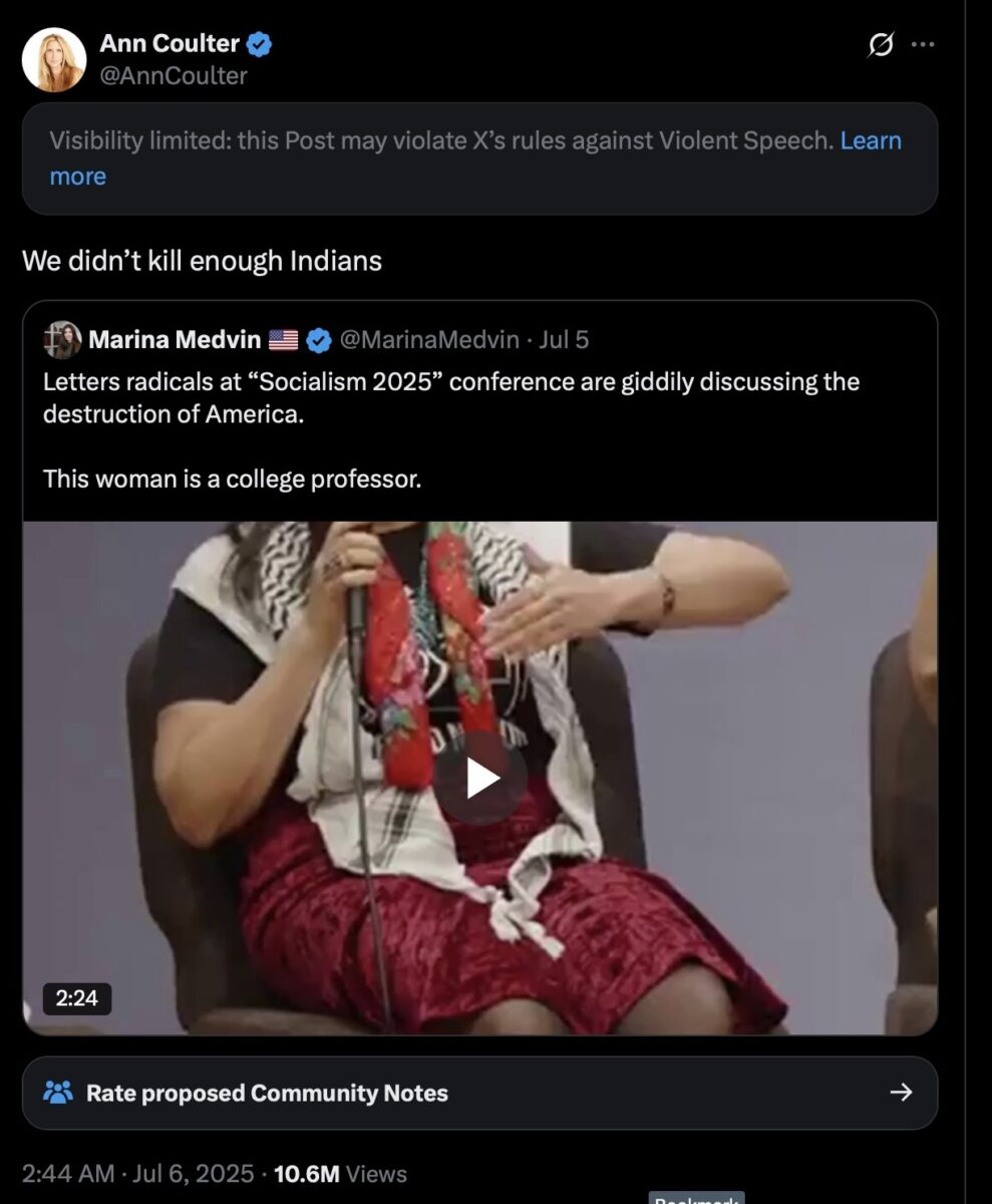 Coulter tweet restricted